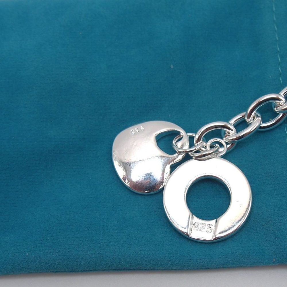 Stunning "Homage" ♥ Heart ♥ w/ Toggle Stamped 925 Sterling Silver Necklace - Picture 6 of 9